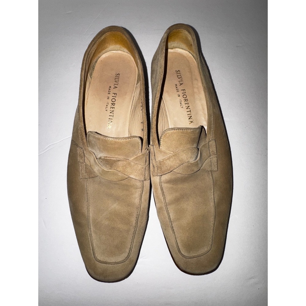 Silvia Fiorentina Women's Suede 
Loafers Flats Beige Tan Size 7
